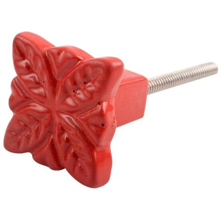 Red Four Leaf Metal Knobs